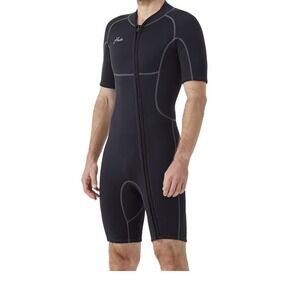 HEVTO Men Wetsuit Shorty Swimsuit 2mm Neoprene Nylon Black Size L